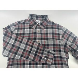 Brooks Brothers 1818 Mens Button Down Flannel Shirt M Regent Fit Red Gray Plaid